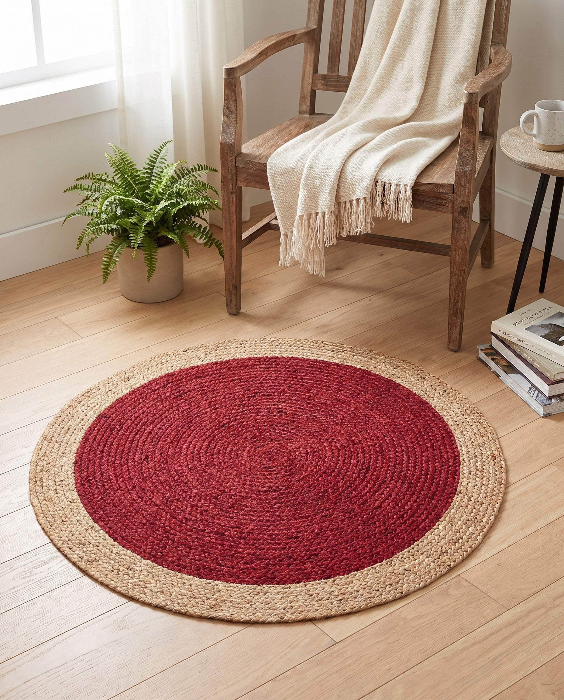 3' 3 x 3' 3 Handmade Braided Jute Round Rug
