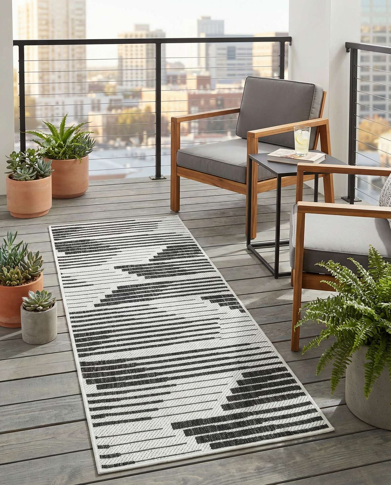2' x 5' 3 Easy-Clean Modern Indoor / Outdoor Runner Rug