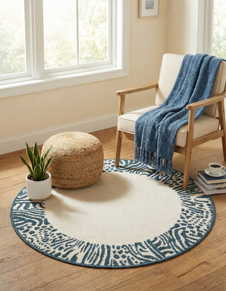 Detail image of  3' x 3'  Washable Safari Indoor / Outdoor Round Rug