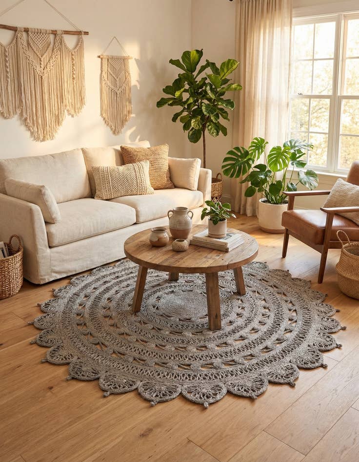 Detail image of  6' 1 x 6' 1  Hand Braided Jute Round Rug