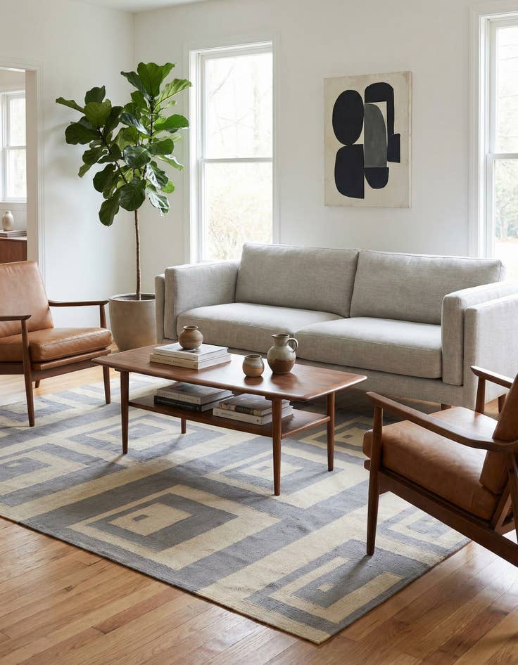 Detail image of 4' 11 x 6' 6  Hand Woven Kilim Modern Wool Rug