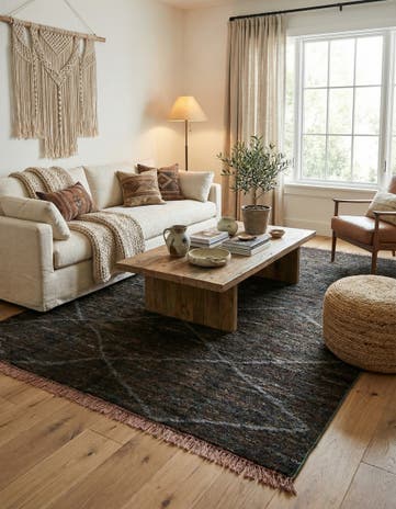 7' 9 x 9' 10 Hand Knotted Moroccan Wool Rug