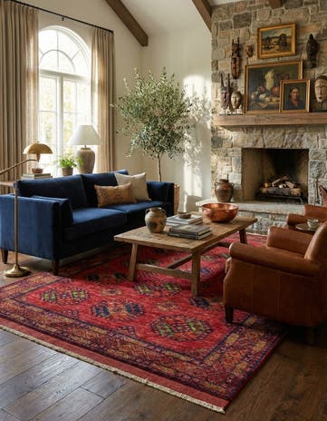 6' 8 x 9' 10 Ersari Afghan Wool Rug