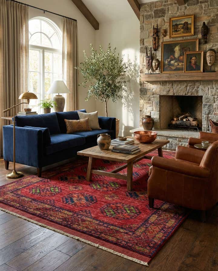 6' 8 x 9' 10 Ersari Afghan Wool Rug