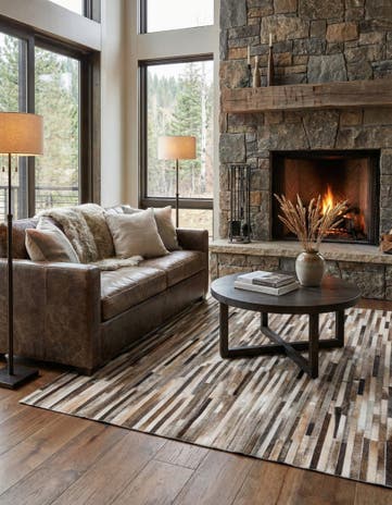 5' 1 x 8' Cowhide Stocks Rug