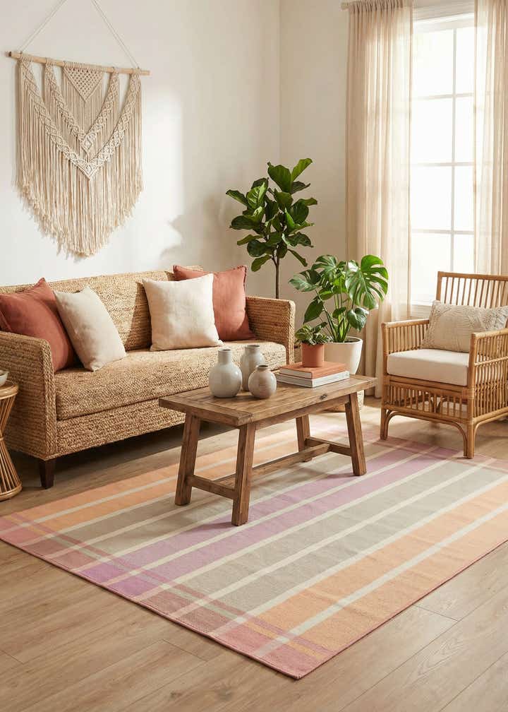 5' 3 x 8' Easy-Clean Ribbon Indoor / Outdoor Rug
