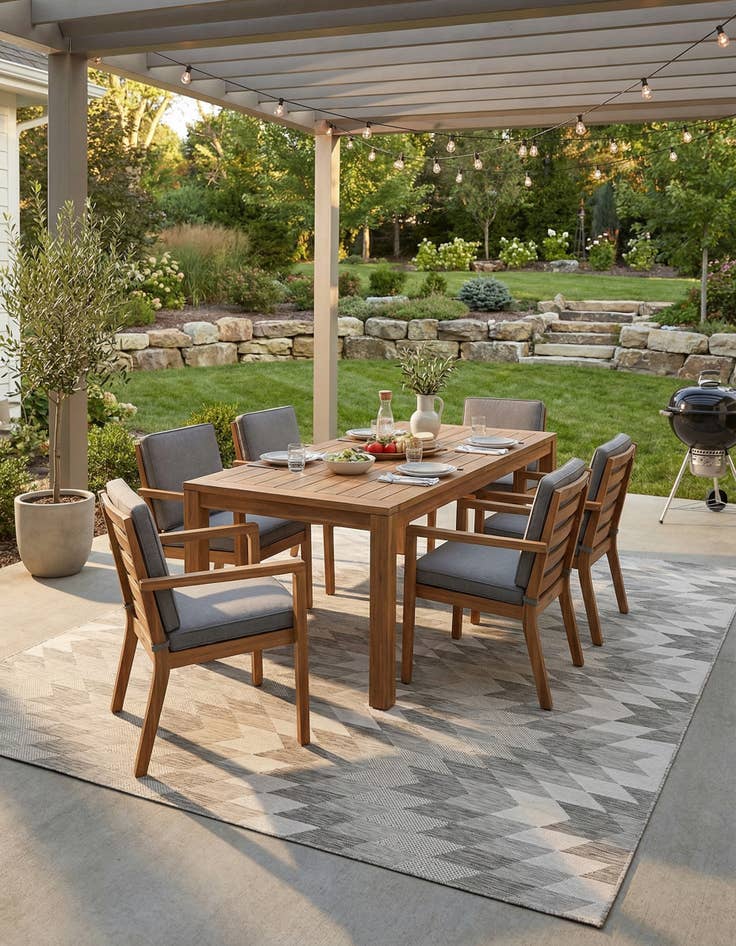 Detail image of 10' x 14'  Washable Modern Indoor / Outdoor Rug