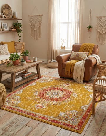 Gold Madeline Square Rug
