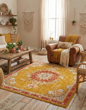 Gold Madeline Square Rug