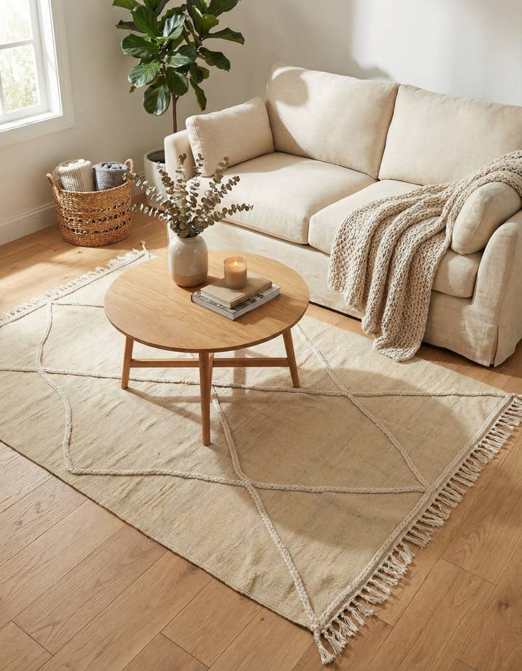 Detail image of  4' 2 x 6' 1  Hand Knotted Moroccan Wool Rug