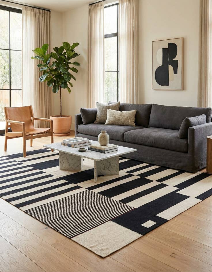 Detail image of 5' 7 x 7' 7  Hand Woven Kilim Modern Wool Rug