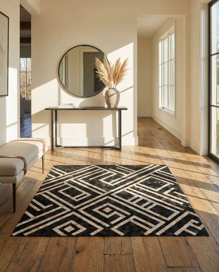 5' 10 x 5' 10 Cowhide Leather Square Rug