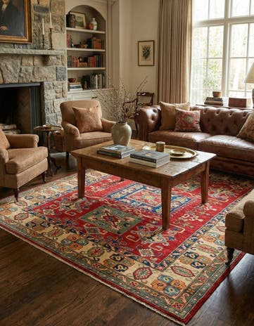 5' 8 x 8' Hand Knotted Kazak Rug
