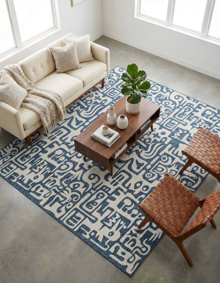Detail image of  12' x 12'  Washable Modern Indoor / Outdoor Square Rug