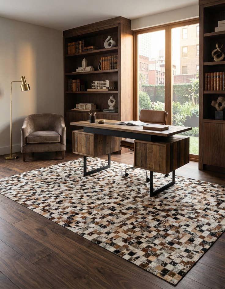 Detail image of 4' 11 x 8' Cowhide - Patchwork Rug