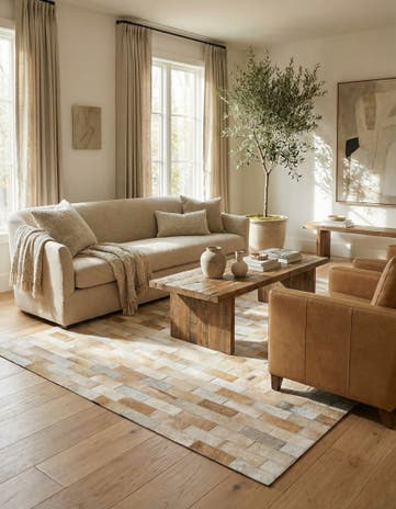 5' x 7' 9 Cowhide Leather Rug
