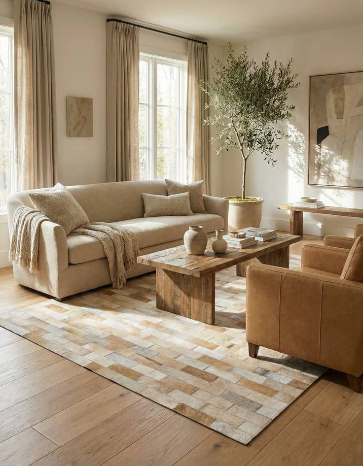 Detail image of 5' x 7' 9 Cowhide Leather Rug