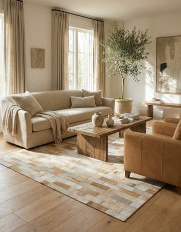 5' x 7' 9 Cowhide Leather Rug