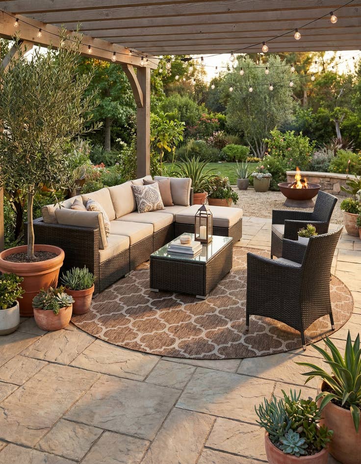 Detail image of  10' 8 x 10' 8  Washable Lattice Indoor / Outdoor Round Rug