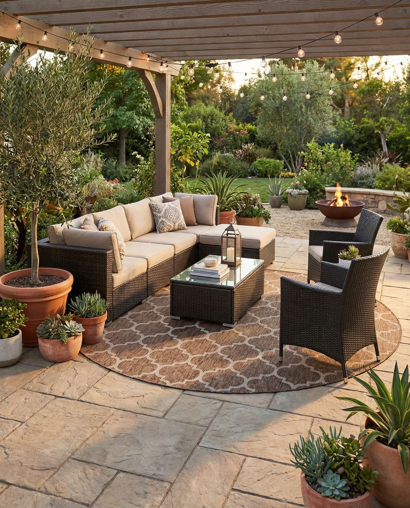 10' 8 x 10' 8 Easy-Clean Trellis Indoor / Outdoor Round Rug