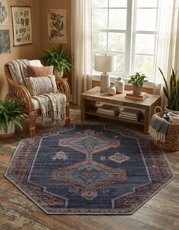 Charcoal and Gray Washable Sisu Octagon Rug