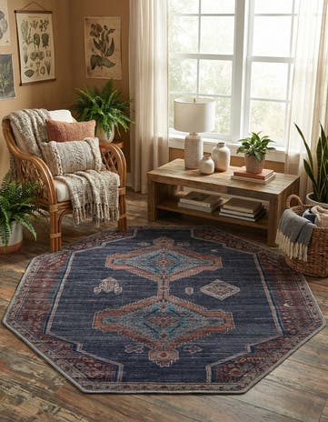 Charcoal and Gray Washable Sisu Octagon Rug