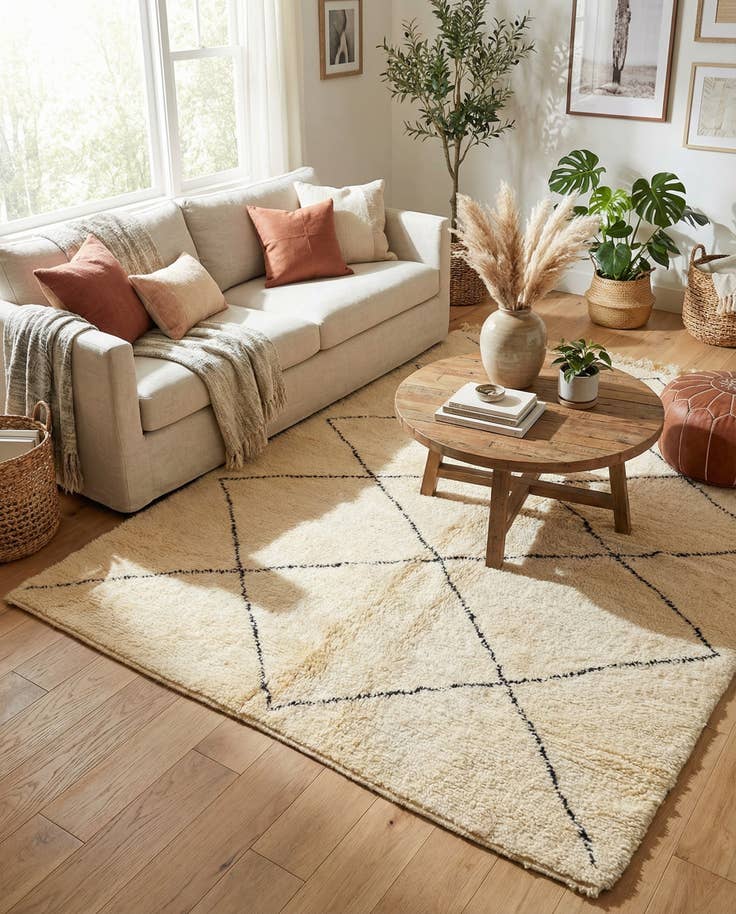 Detail image of 5' 3 x 8' 5 Hand Knotted Moroccan Wool Rug