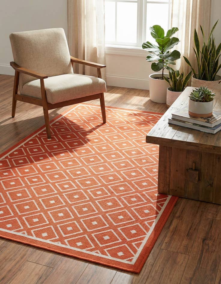Detail image of 4' x 6'  Washable Trellis Indoor / Outdoor Rug