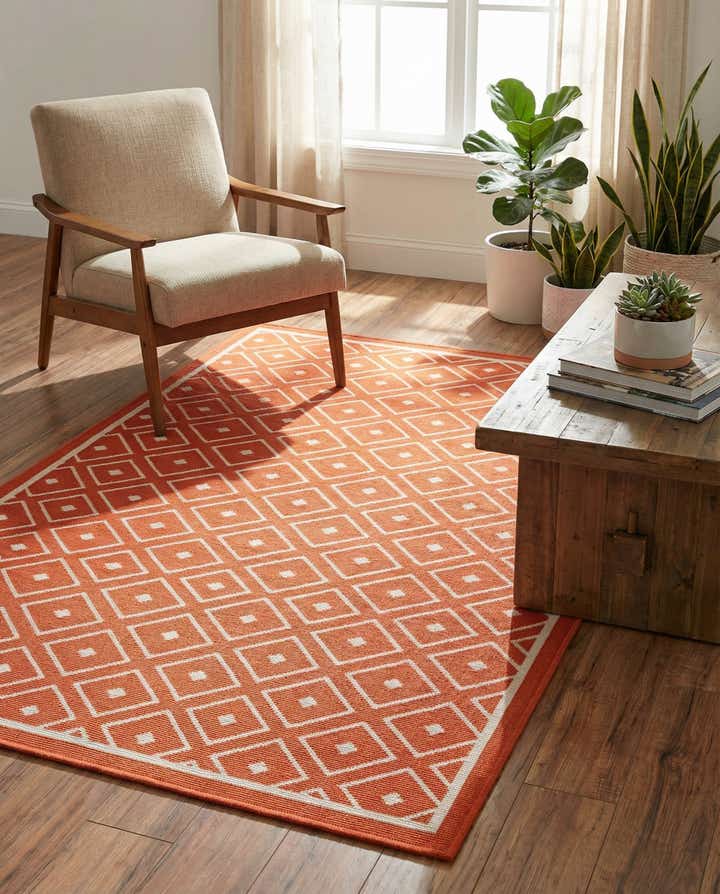 Rust Red Outdoor Rugs Rust Red 4' x 6' Washable Lattice Indoor / Outdoor Rug | Rugs.com