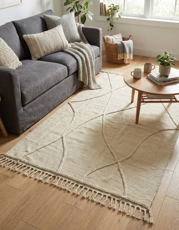 Detail image of  3' 4 x 4' 11  Hand Knotted Moroccan Wool Rug