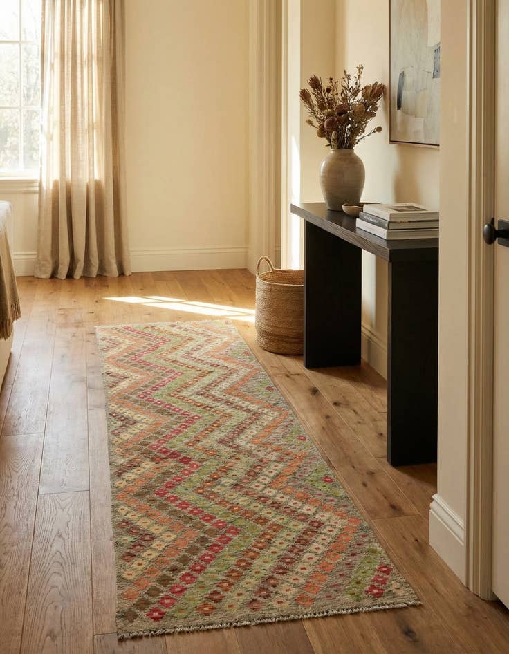 Detail image of 3' x 9' 8  Hand Woven Kilim Modern Wool Runner Rug