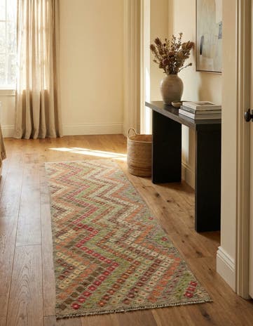 3' x 9' 8 Hand Woven Kilim Modern Wool Runner Rug