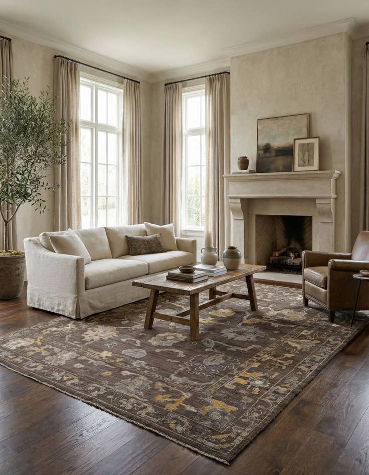 Detail image of 10' 1 x 14' 2  Hand Knotted Oushak Wool Rug