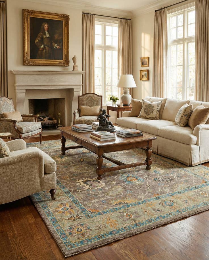 Detail image of 8' 1 x 9' 10 Hand Knotted Oushak Rug