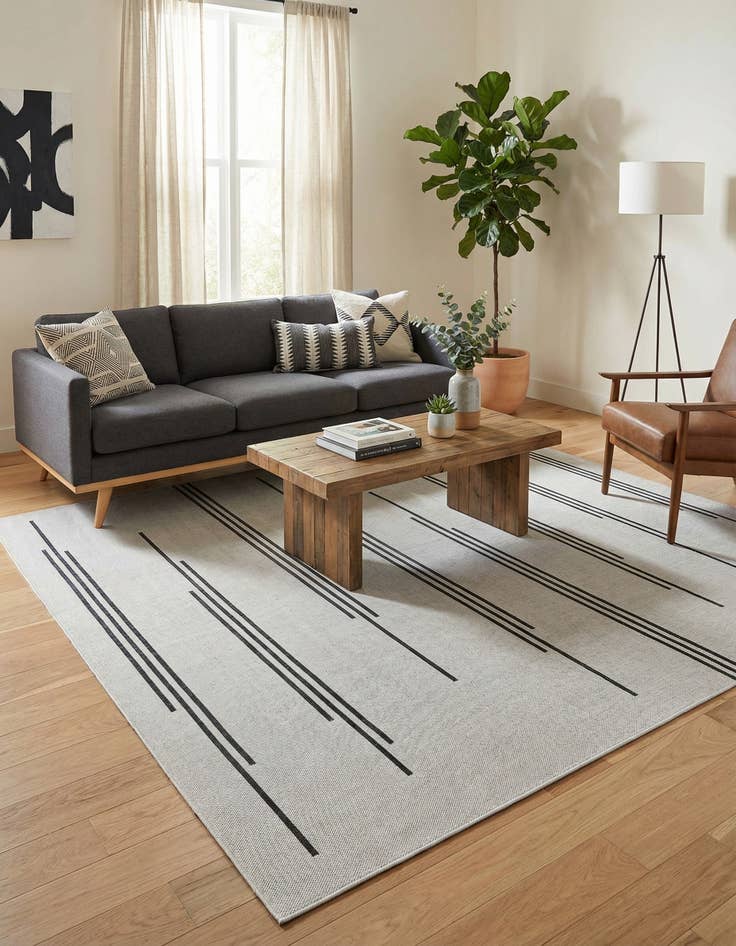 Detail image of 7' 10 x 7' 10  Washable Modern Indoor / Outdoor Square Rug