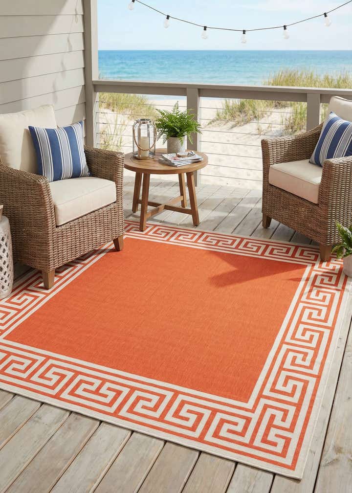 7' 10 x 7' 10 Easy-Clean Coastal Indoor / Outdoor Square Rug