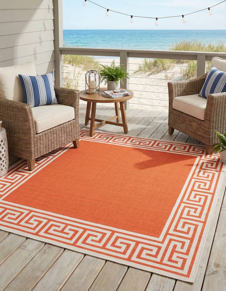 Detail image of  7' 10 x 7' 10  Washable Coastal Indoor / Outdoor Square Rug