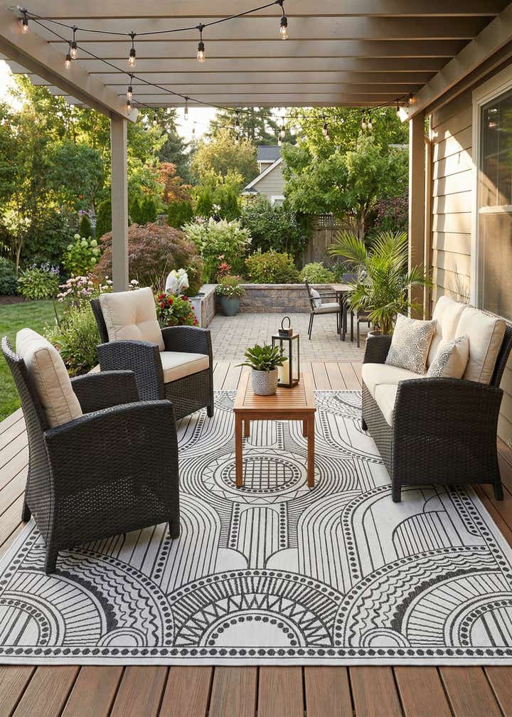 7' 10 x 10' Easy-Clean Traditional Indoor / Outdoor Rug