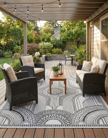 7' 10 x 10' Easy-Clean Traditional Indoor / Outdoor Rug