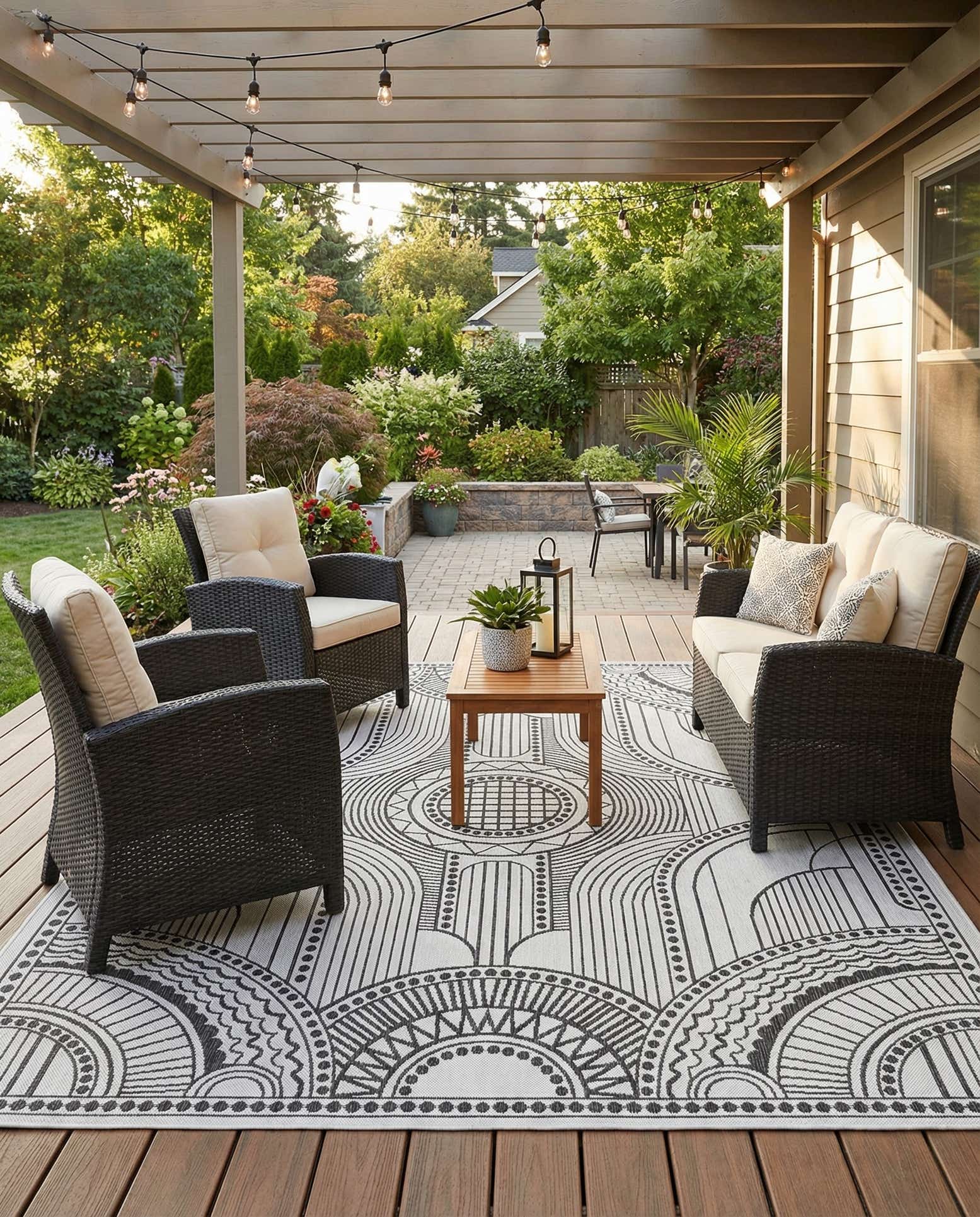 7' 10 x 10' Easy-Clean Traditional Indoor / Outdoor Rug