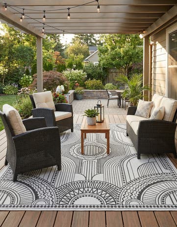 7' 10 x 10' Easy-Clean Traditional Indoor / Outdoor Rug