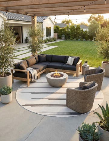 13' x 13' Easy-Clean Modern Indoor / Outdoor Round Rug