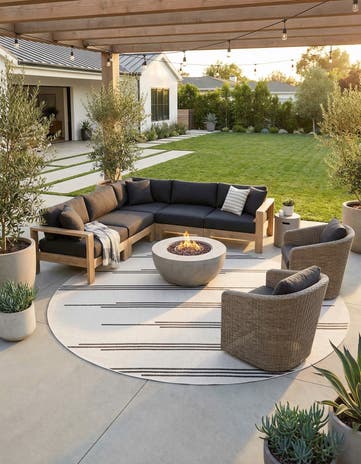 13' x 13' Easy-Clean Modern Indoor / Outdoor Round Rug
