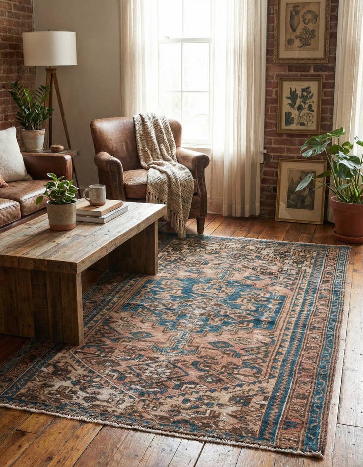 Detail image of 3' 6 x 5' 9  Hand Knotted Ultra Vintage Persian Wool Rug