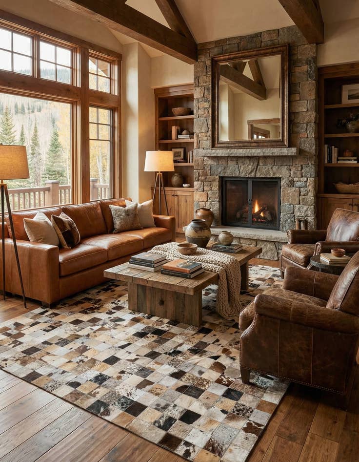 Detail image of  8' x 9' 9 Cowhide Leather Rug