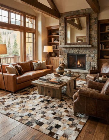 8' x 9' 9 Cowhide Leather Rug