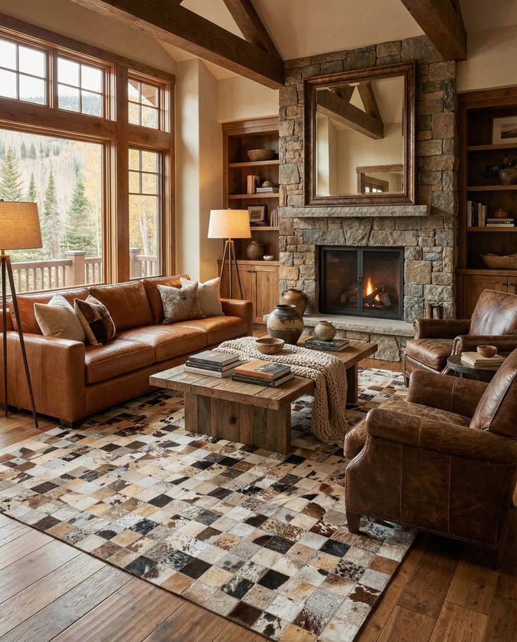 Detail image of 8' x 9' 9 Cowhide Leather Rug