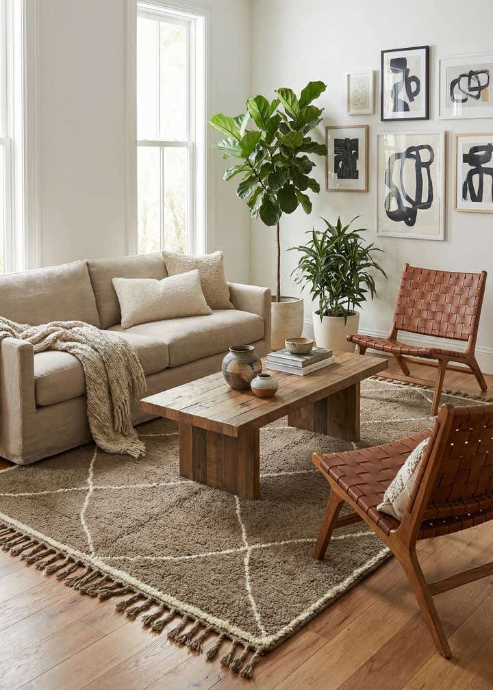 5' 3 x 8' 8 Hand Knotted Moroccan Wool Rug