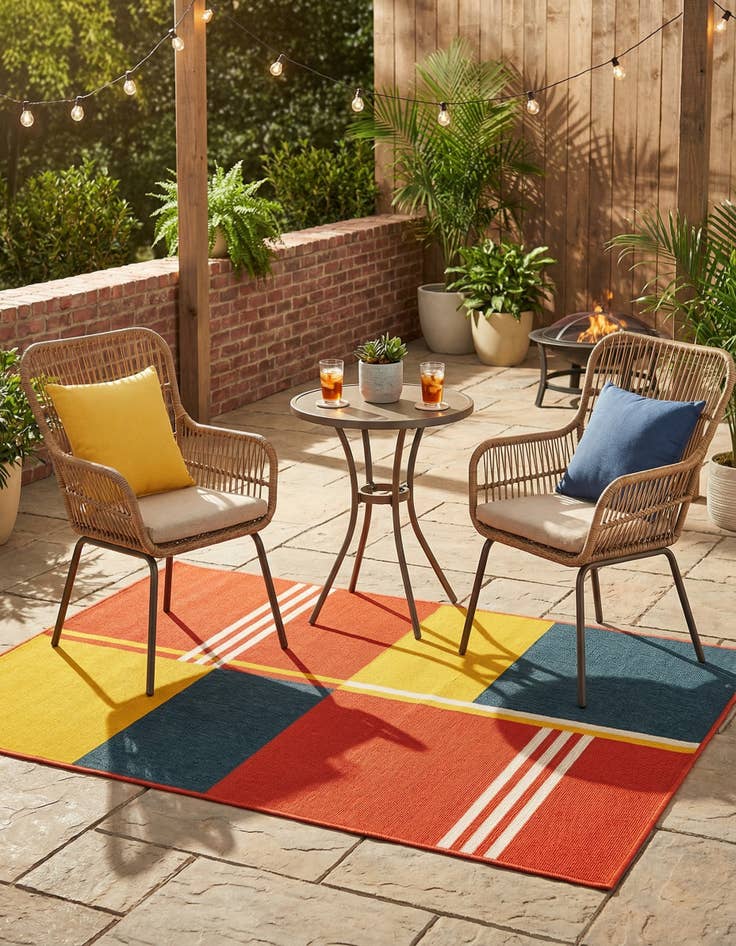 Detail image of 4' x 6' Easy-Clean Modern Indoor / Outdoor Rug