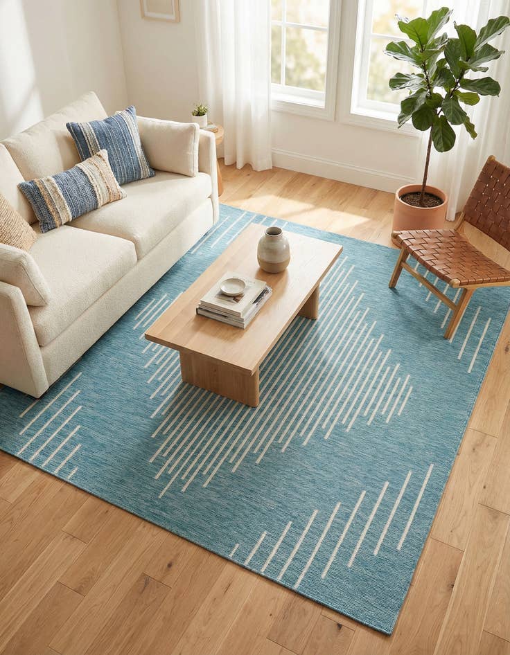 Detail image of 7' x 7'  Washable Modern Indoor / Outdoor Square Rug